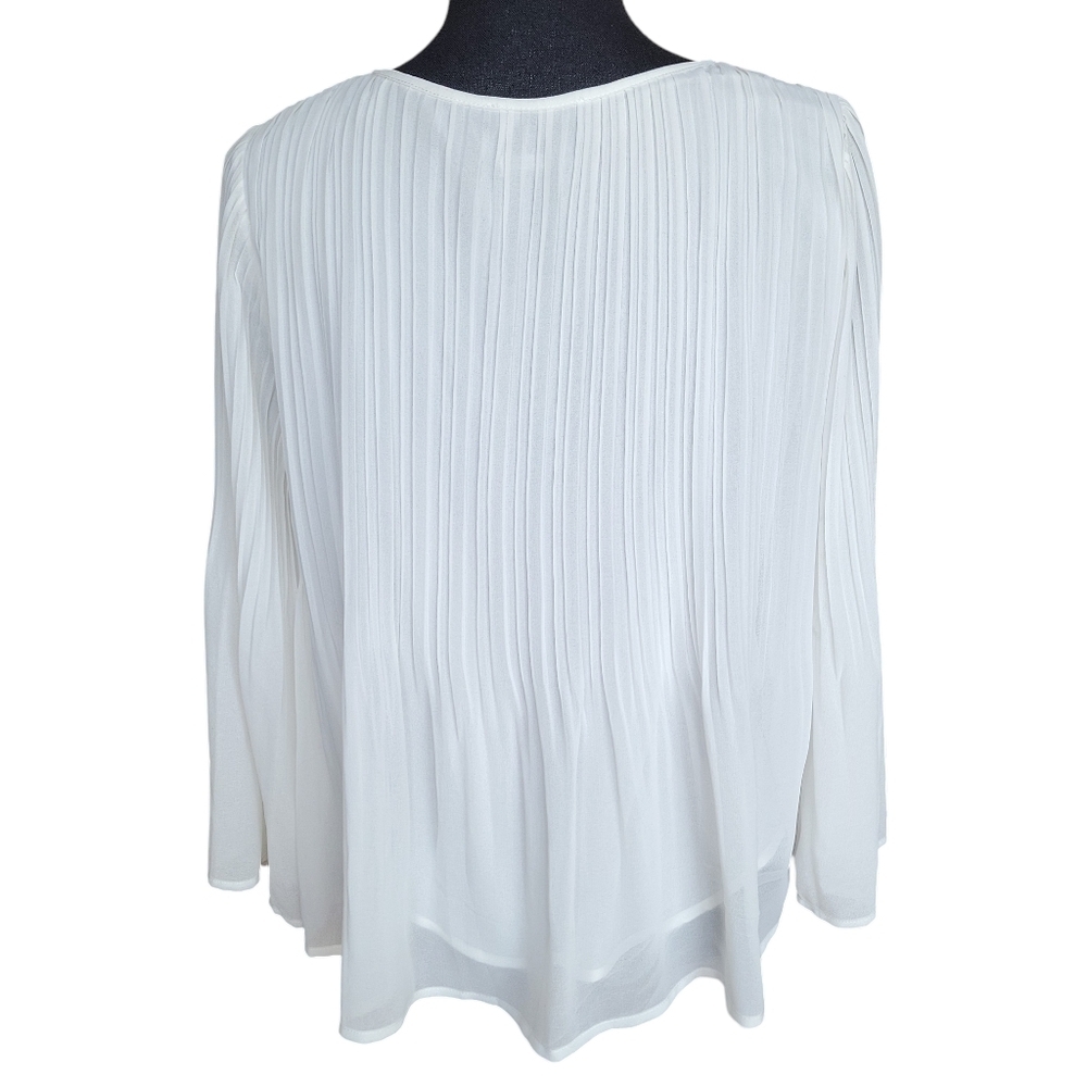 Miss Me Chic Cottagecore White Pleated Tassel Long Sleeve Blouse Women's Size L - Picture 3 of 14